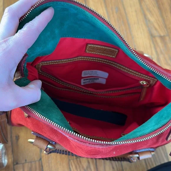 Dooney and Bourke red small jones bag nubuck leather - Picture 6 of 16